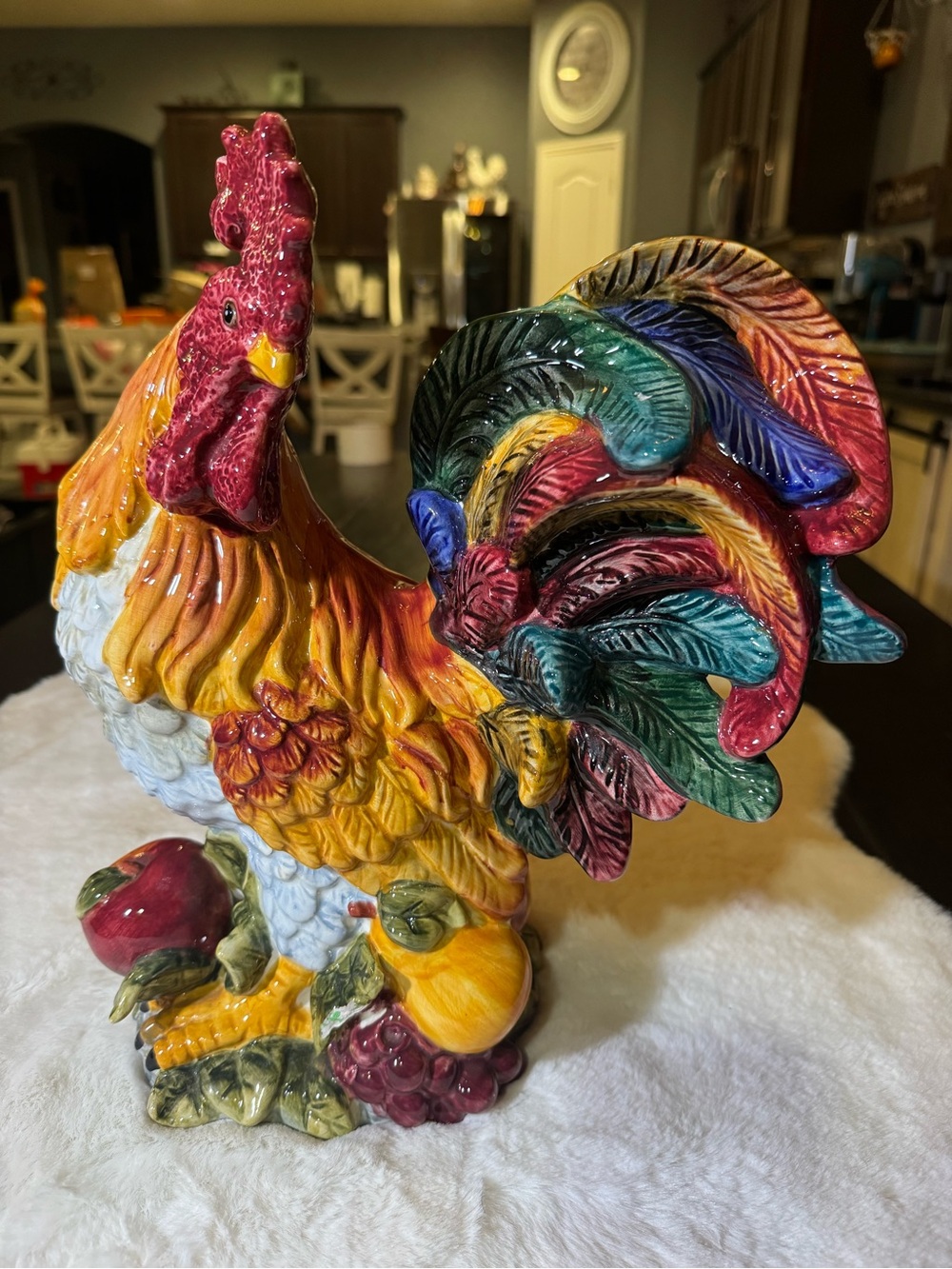 Hand-Painted Multicolored Ceramic Rooster Figurine